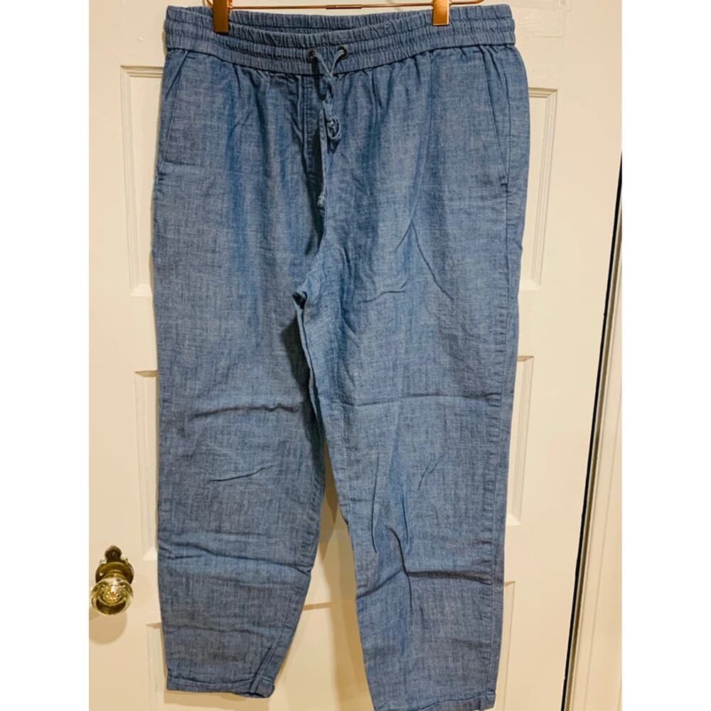 J.Crew Factory Women's Size 8 Chambray Drawstring Pants, Relaxed Fit Cotton - Picture 2 of 9